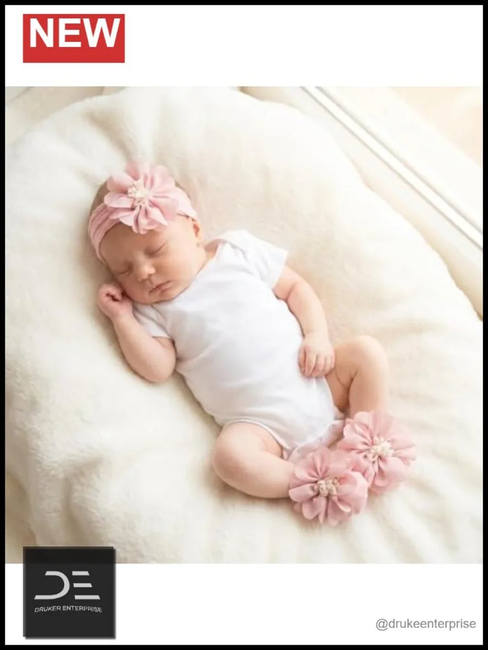 Baby Girls Lace Headband and Socks Set (0-6M) Photo Prop